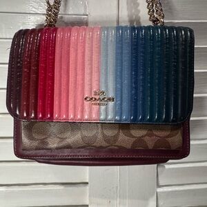Coach Klare Colorblock Quilted Leather & Signature Canvas Chain Crossbody Bag